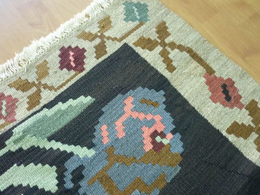 CAUCASIAN MOLDOVAN FLORAL HANDMADE KILIM RUG 74 x 57  