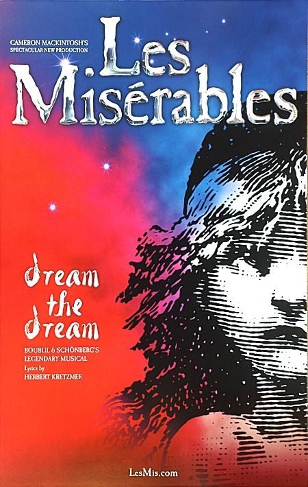 LES MISERABLES NATIONAL TOURING COMPANY WINDOW CARD  