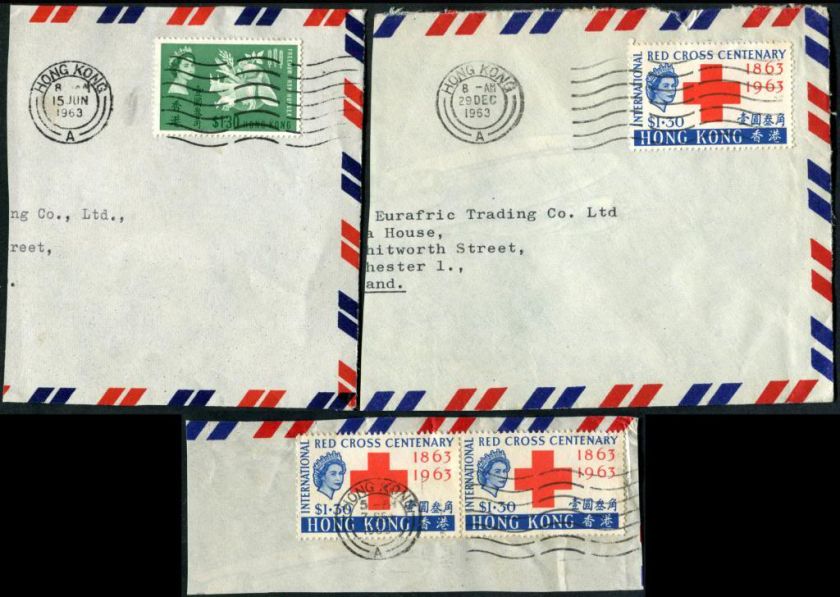 Hong Kong 1963 Red Cross & FFH $1.30 etc on part covers  