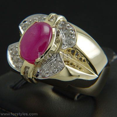 Natural Ruby Diamonds 14k Solid Gold Mens Ring r00060  