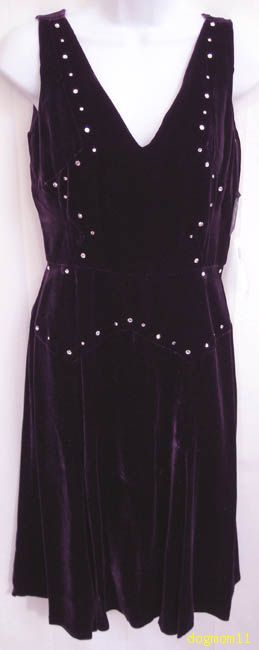 ANNA SUI Purple Passion Crystal Target Velvet Dress US 6 $433+ NEW 