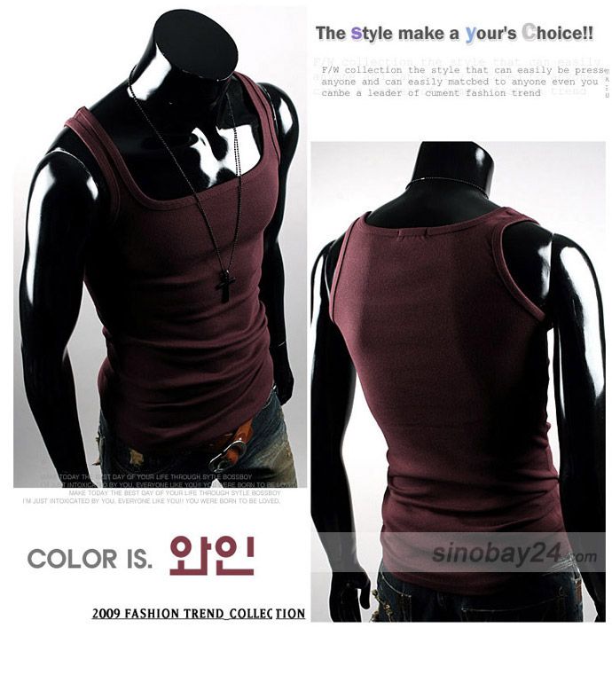 C83000 Men Slim Sexy Stylish U Neck Vests Tank Top  