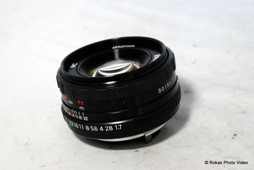 Pentax Vivitar MC 50mm f1.7 lens PK Pentax M K MINT  