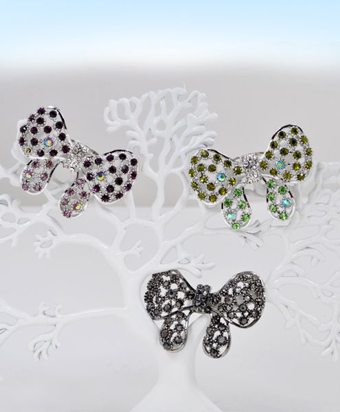 Stylized Big Butterfly Rhinestone Fashion Ring (JS0530)  