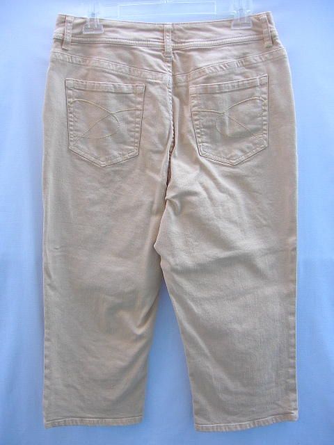 Chicos Platinum Womens Yellow Denim Capri Crop Pants Jeans 1.5 sz 10 