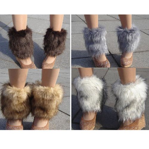 S11012 WOMENS WINTER FAUX FUR LEG WARMER SOCKS  