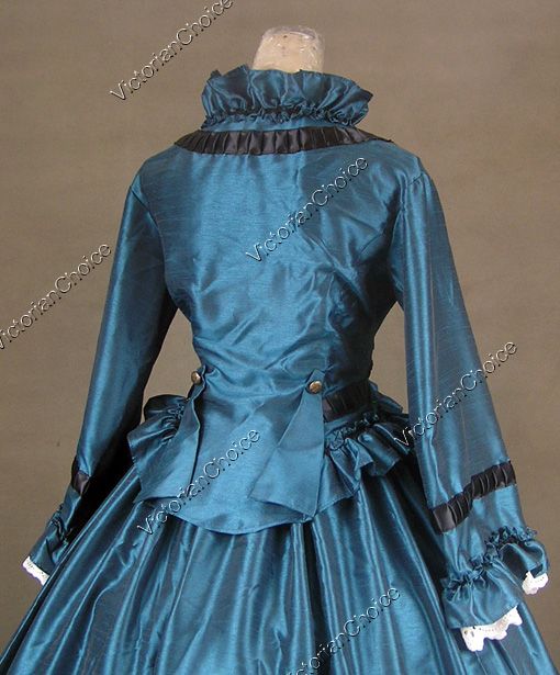 Civil War Victorian Satin Ball Gown Day / Evening Dress 170 M  