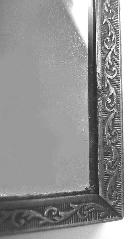 TRAVEL MIRROR BEVEL LEAD GLASS ART DECO c1910 EASEL  