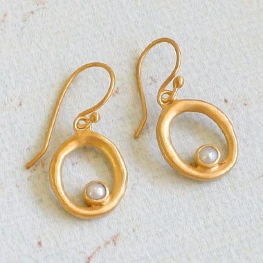 Baroni Floating Pearl Earrings 24k gold over sterling silver  