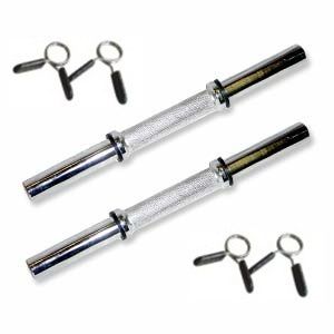 2pcs 18 Chrome Dumbbell Handles + Spring Collars  