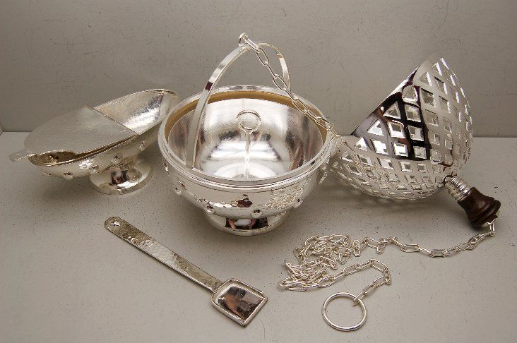 Classic Censer (thurible) Boat & Spoon Set +chalice co  