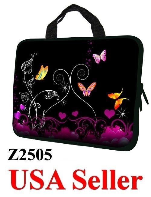 17 17.3 LAPTOP SLEEVE BAG CASE w HIDDEN HANDLE BUTTERFLY Z2505   USA 