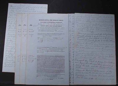 10 1840s MAINE INSURANCE DOCS, 1906 DIARY ON REV  