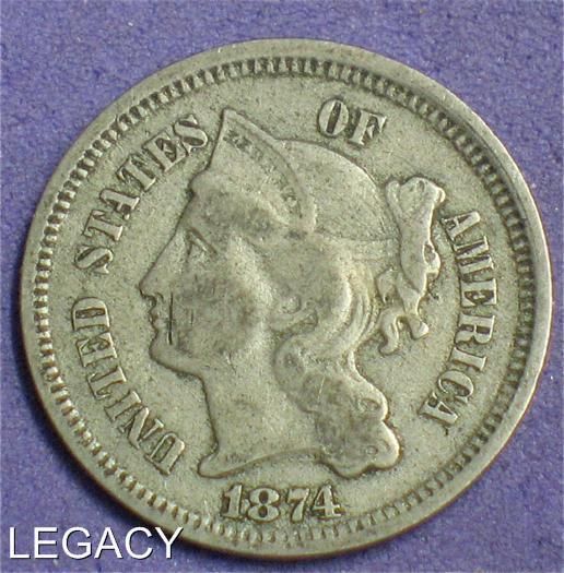 1874 3¢ CENT NICKEL 137 YEARS OF AMERICAN HISTORY (GY  