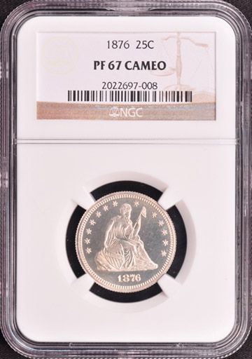 1876 LIBERTY SEATED 25C NGC PR 67 CA  