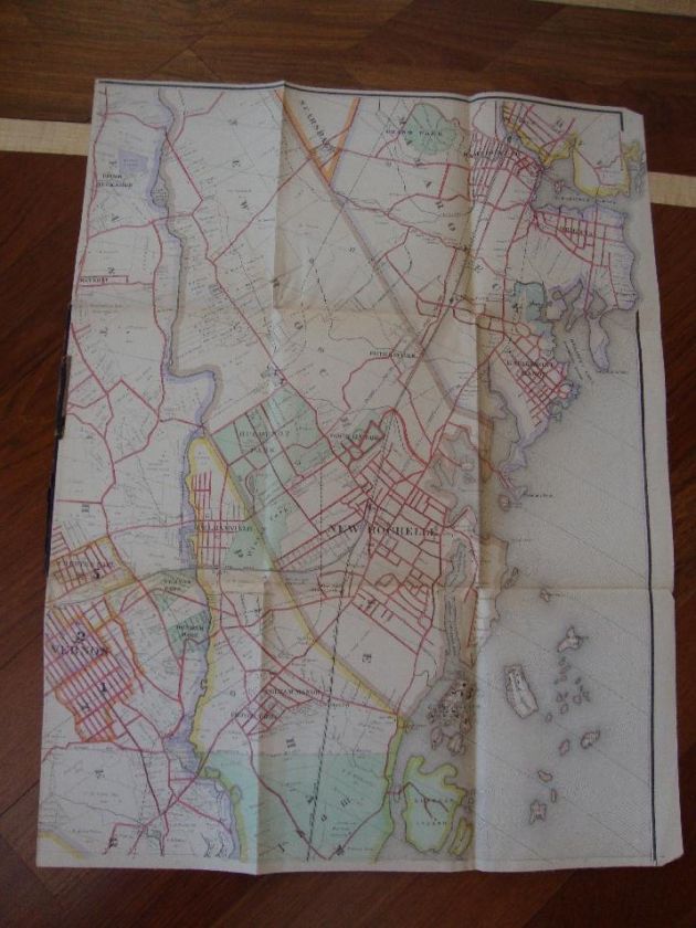 Rare 46 X 62 Hand Colored Pocket Map 1889 New York City  