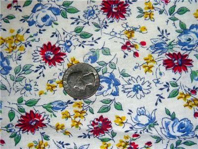 VINTAGE FULL FEED SACK Cotton Fabric TINY FLORALS on White Bkg.  