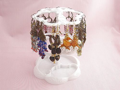 White Vintage Earrings 2 Layer Jewelry Stand Rack  