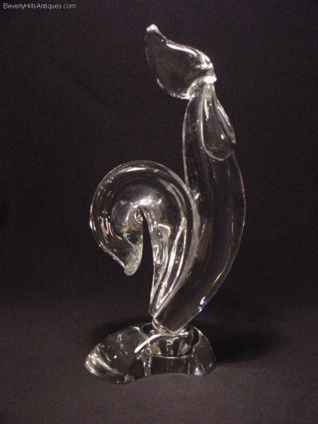 Large Vintage Signed Steuben Crystal Rooster Beautiful Design  