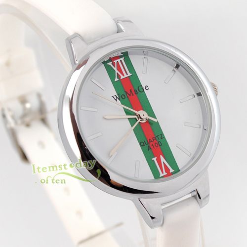 Elegant Lady Fashion Lady Quartz Unique Watch White Rubber Band Polish 