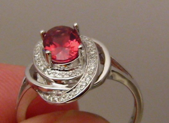 Natural VVS spinel Diamond Ring 14k White Gold  