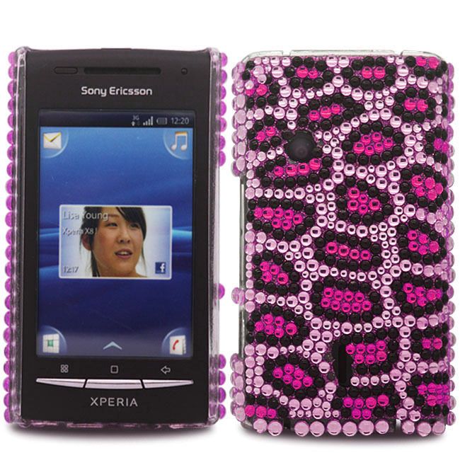 FOR SONY ERICSSON XPERIA X8 DIAMOND LEOPARD HOT PINK MOBILE PHONE CASE 