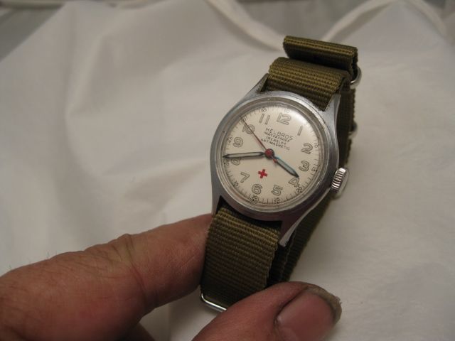 HELBROS WWII RED CROSS RADIUM DIALED MILITARY WATCH + WWII NURSE 