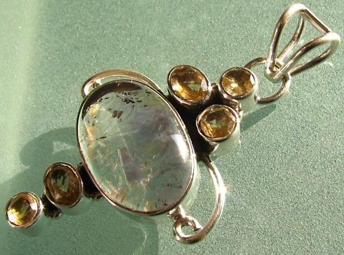 925 silver beautiful ametrine & citrine pendant.  