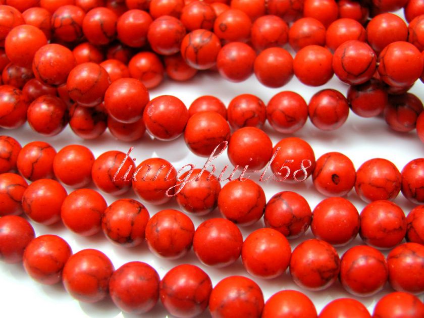 100pcs Red TURQUOISE GEMSTONE ROUND LOOSE BEADS 8MM #2R  