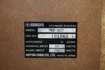 YAMAHA NS 30T Speakers Vintage Studio Monitors  