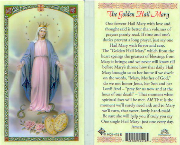 Golden Hail Mary Prayer Holy Card Truly Say One Daily  