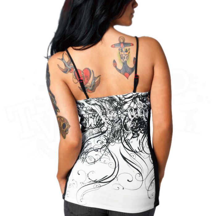 New 2012 Metal Mulisha Womens Juniors Scratched Cami   White   Size 