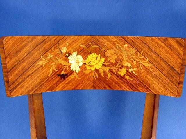 Marquetry Design Italian Wood Inlay Inlaid Multi Game Table 4 Chairs 