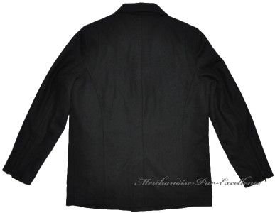   Mens BLACK RIVET Wool Blend Car WINTER Coat Jacket BLACK Size Large