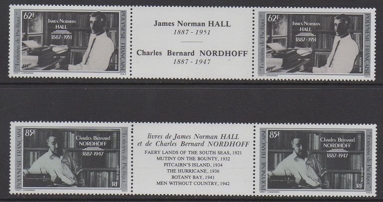 French Polynesia 1988 Authors Gutter Pairs VF MNH 476 7  