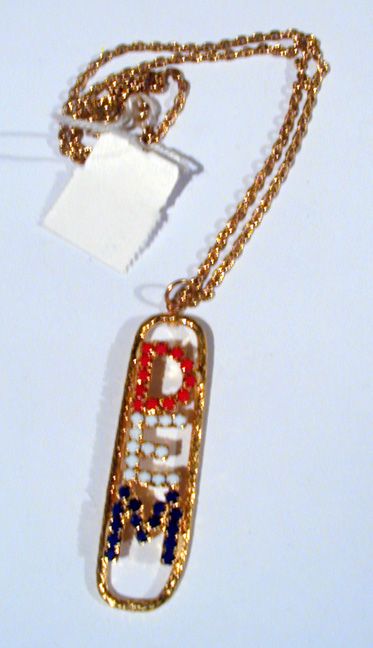 VINTAGE PATRIOTIC DEMOCRAT NECKLACE RHINESTONE POLITICS  