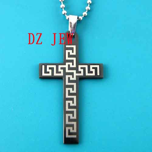 5622 Black Cross Stainless 316L Steel Pendant Necklace