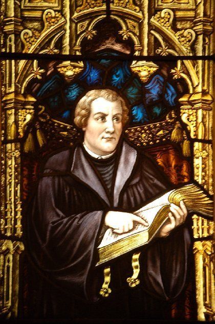 100 yr. old Traditional Stained Glass Window + Martin Luther by J 