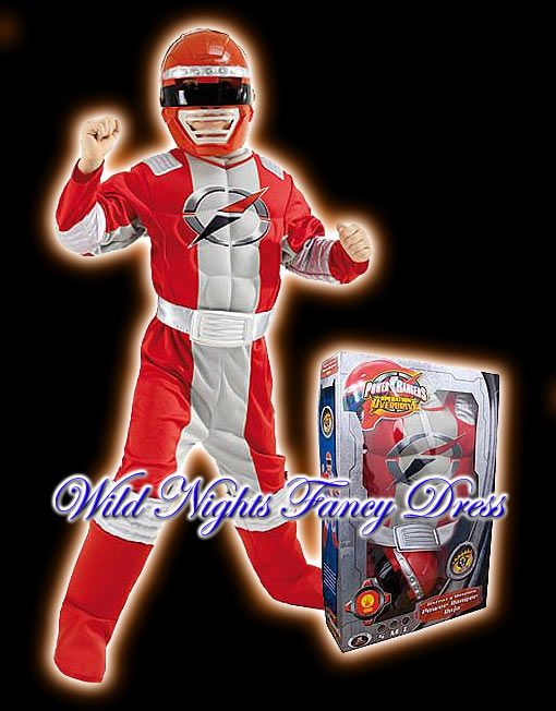 FANCY DRESS ~ BOYS RED RANGER MUSCLE CHEST POWER RANGERS MEDIUM AGE 5 