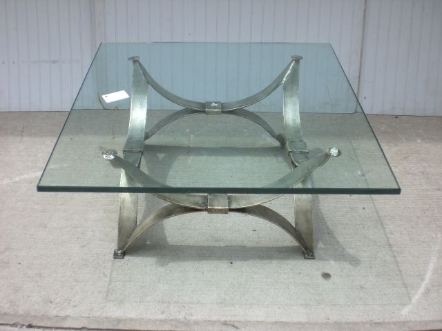 Mid Century Modern Iron And Glass Coffee Table (6201)*.  