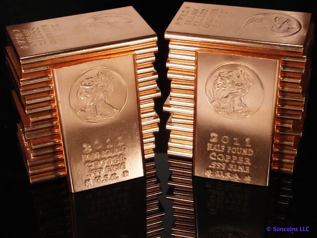 2011 Walking Liberty .999 Fine Copper Bullion Bars 8 Oz  