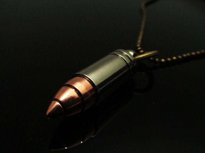 8mm Awesome Special gun Bullet Pendant Necklace 25  