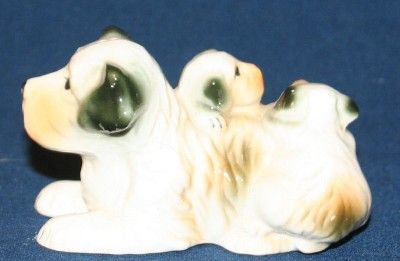 Vintage Terrier with Puppies on Back Dog Figurine Japan  