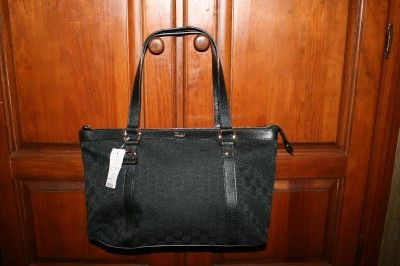 NEW AUTH GUCCI ABBEY TOTE PURSE HANDBAG BLK FABRIC SALE  