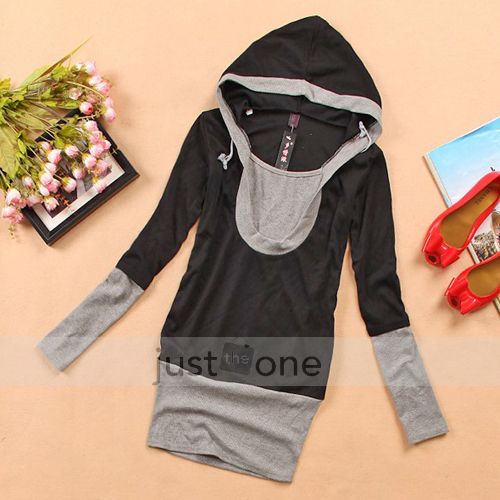   Lady Girl Casual Trendy Hooded T shirt Long sleeve Hoodie Tops  