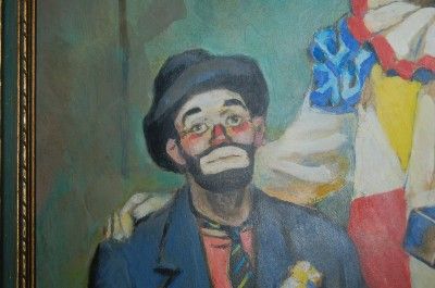   1954 OIL PAINTING OF CLOWNS HARRY DAN & EMMETT KELLY (K17)  