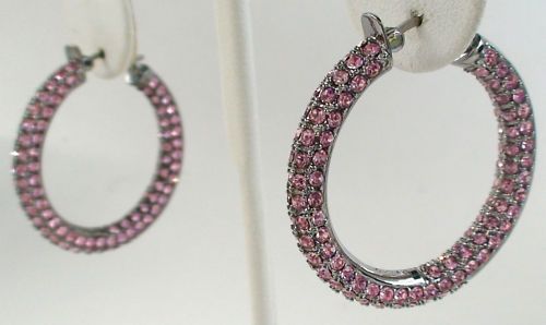 ADRIENNE ARPEL PINK DIAMONITE CZ INSIDE OUT EARRINGS  