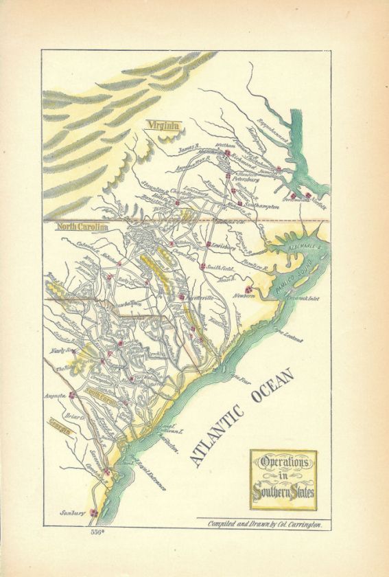 Virginia North South Carolina Revolutionary War Map  