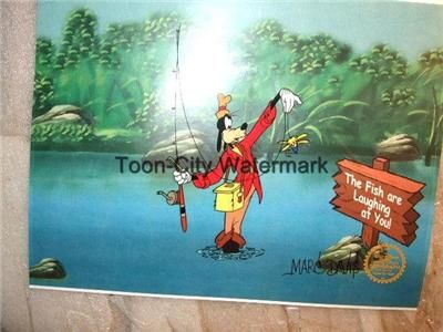 Goofy Fishing Disney Sericel FREE BACKGROUND COA  