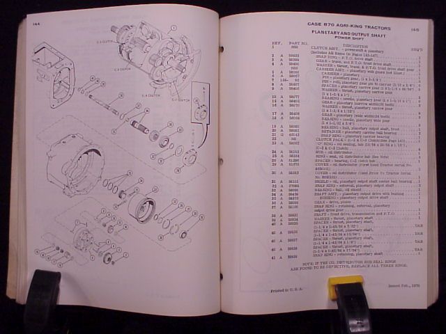 1970 Case 870 Agri King Tractor Parts Manual Book ORIG  